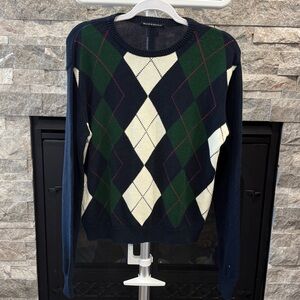 Brandy Melville Navy and Green Argyle Sweater